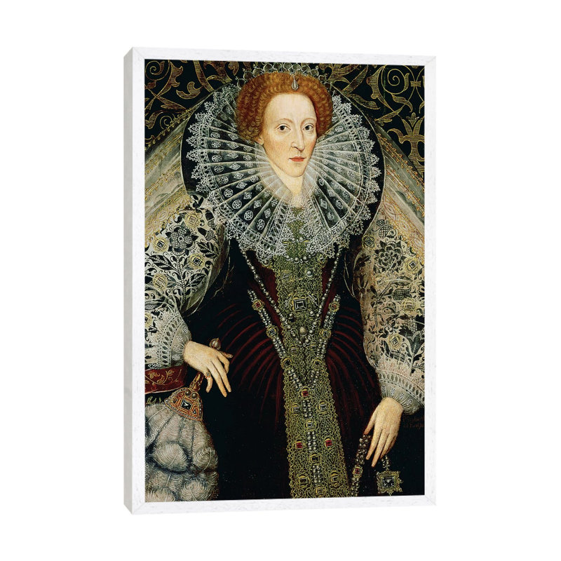 Queen Elizabeth I, C.1585-90 by John The Younger Bettes - Painting on Canvas, White Framed, 101.6cm H x 66.04cm W x 3.81cm D