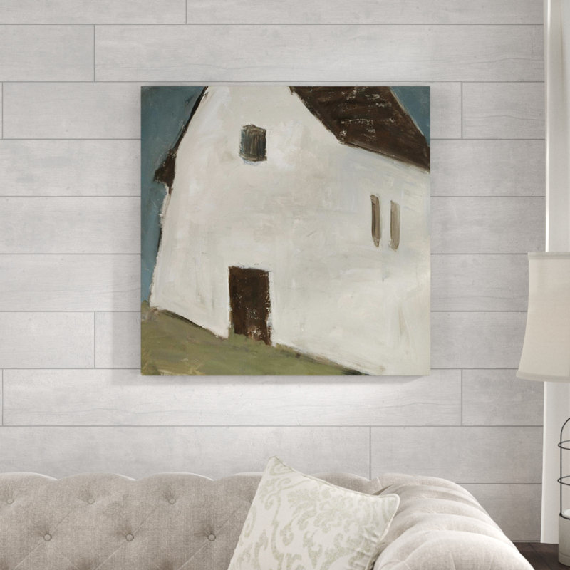 «Born in a Barn II» par Samuel Kane - peinture sur toile tendue, Couche de verre, H 30 po x l 30 po