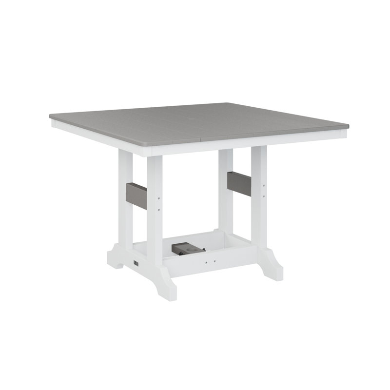 Table de bar carrée 33 po Berlin Gardens Garden Classic, H 35,5 po x l 44 po x P 44 po, Gris clair