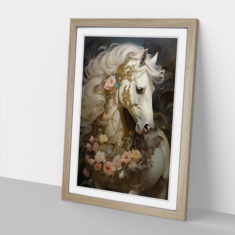Horse Rococo - Framed Print, 34cm H x 25cm W x 2cm D, Oak Framed