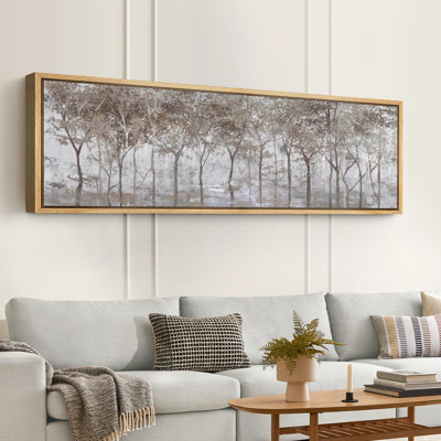 «Rustic Brown Abstract Forest Landscape Extra Large», reproduction d'art sur toile encadrée