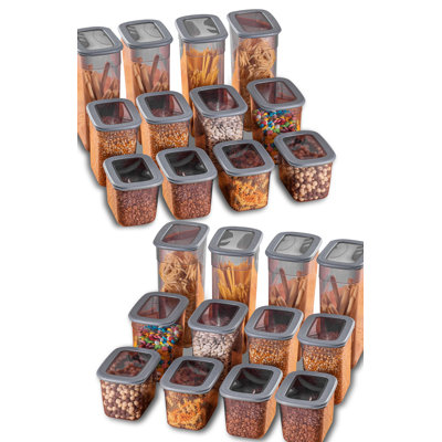 Durable Storage Box Set (24 Pieces), Anthracite Color | 8 Boxes: 4.7 x 6.5 x 4.4 in (1300 ml), 8 Boxes: 4.7 x 6.5 x 6.5 in (2000 ml), 8 Boxes: 4.7 x 6.5 x 10.8 in (3200 ml) | 100% Plastic, BPA Free, Dishwasher Safe, Perfect for Organizing Home & Kitchen