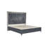 Grand lit tapissier contemporain avec rangement pratique et velours en tissu d'ameublement hydraulique gris minuit