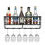 Porte-verres à vin en métal noir à fixation murale en métal, 50 x 10 cm, pouvant contenir jusqu'à 6 bouteilles de vin et 6 tasses de verres