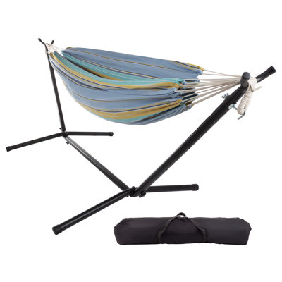 Hamac brésilien double Devante avec support inclus - Balançoire en coton tissé avec cadre pour camping, cour ou patio