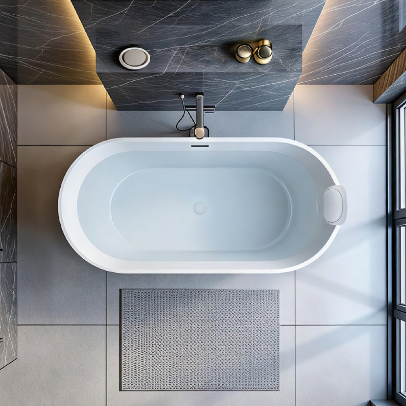 Transolid Freestanding Bathtub, Black/White, 23.25" H x 31.12" W x 66.87" D