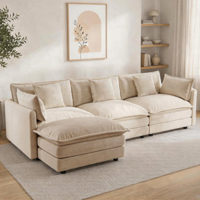 Canapé modulaire en chenille de L 104 po avec repose-pieds réversible