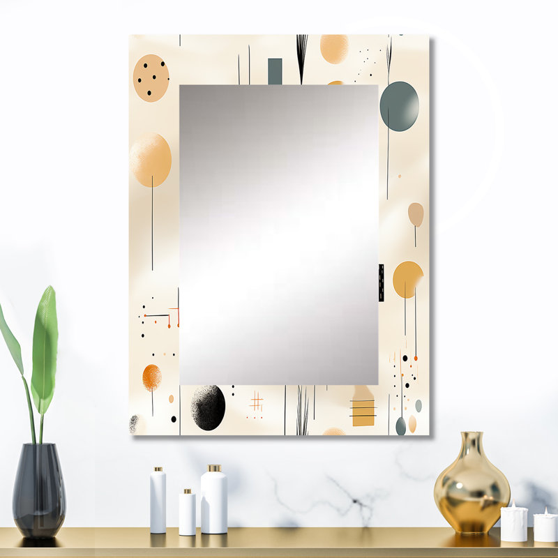 Motif de fougères beige minimalisme Sagunto - miroir mural floral, 32 po x 24 po