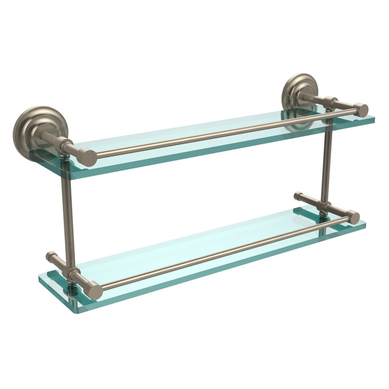 Leamore 2 Piece Tiered Shelf, Antique Pewter, 8" H x 22" W x 5" D
