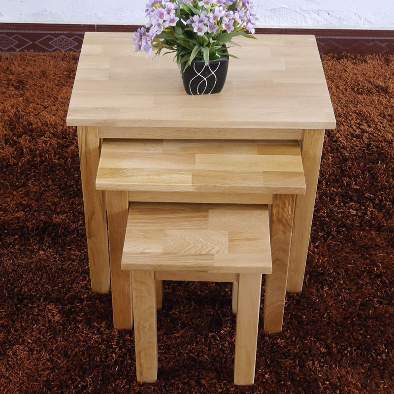 Salford Solid Wood Nesting Tables, Light Brown