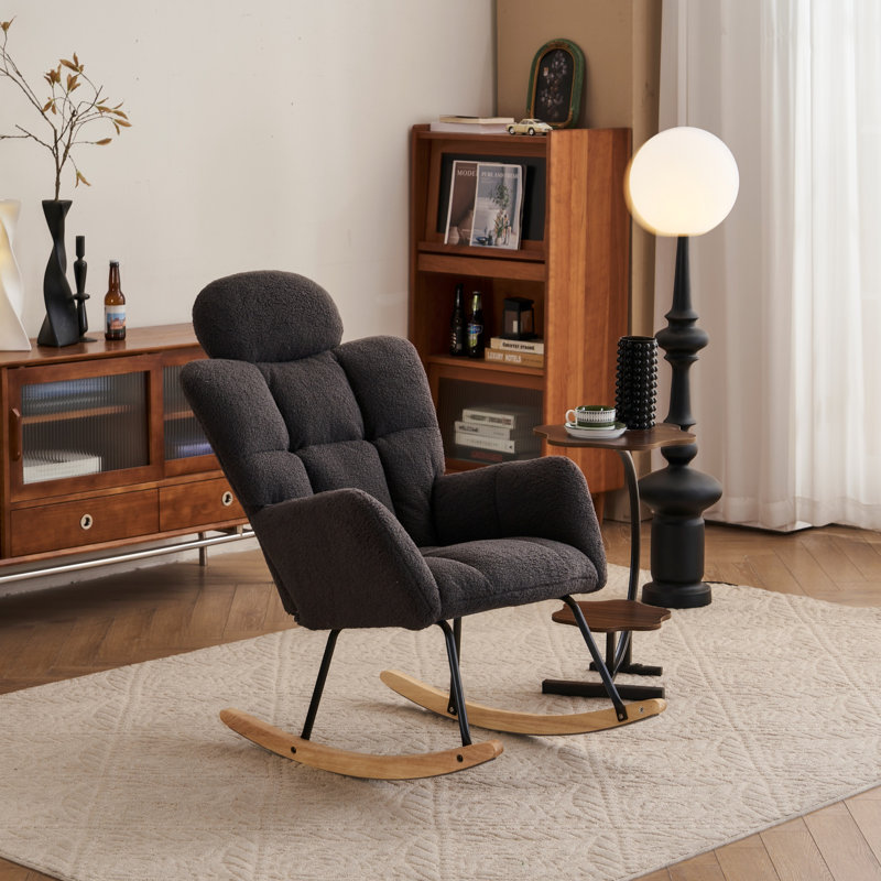 Chaise berçante avec dossier haut Yisroel, Gris foncé