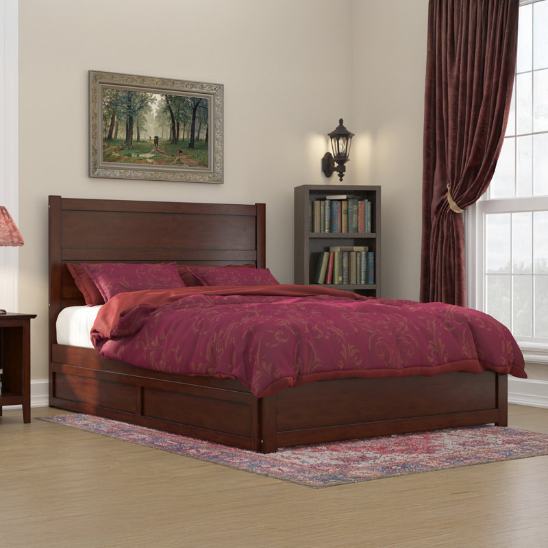 Ivor Solid Wood Trundle Bed, Walnut, Queen
