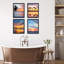 «Coastal Palm Tree Beach Ocean Sea Sunset», ensemble de 4 impressions murales multicolores encadrées sur papier-93012053-93012056