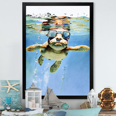 " Turtle With Glasses In The Ocean I "