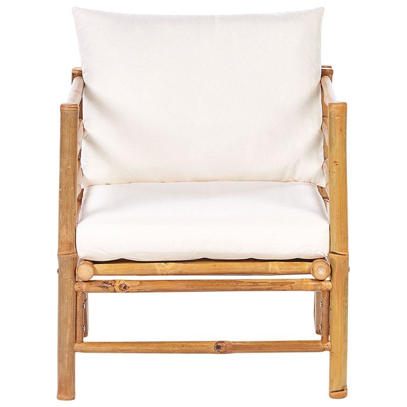 CERRETO Wood Outdoor Lounge Chair, Off White