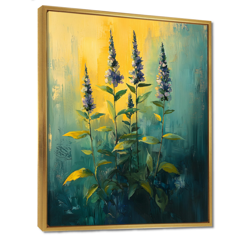 Herbes à la lumière du soleil de l'été II - art sur toile Herbs, Impression encadrée flottante, H 32 po x l 16 po, Doré