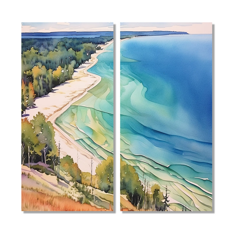 «Michigan Grand Lakes Horizon», art mural moderne noir, 40" H x 40" W, Framed Wrapped Canvas, Does Not Apply