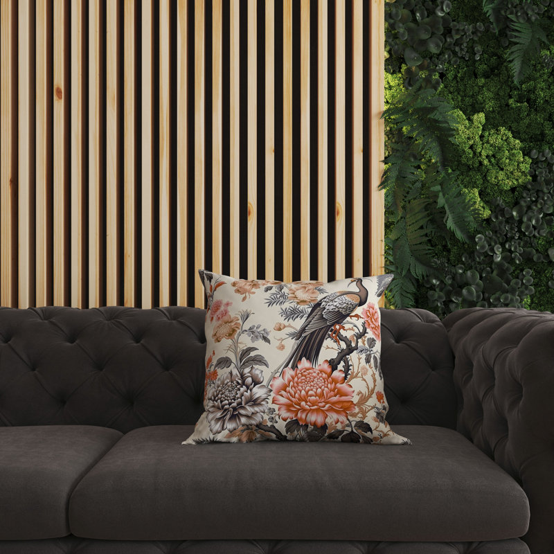 Coussin Peacock Panache, H 26 po x l 26 po, Brun / Beige / Orange