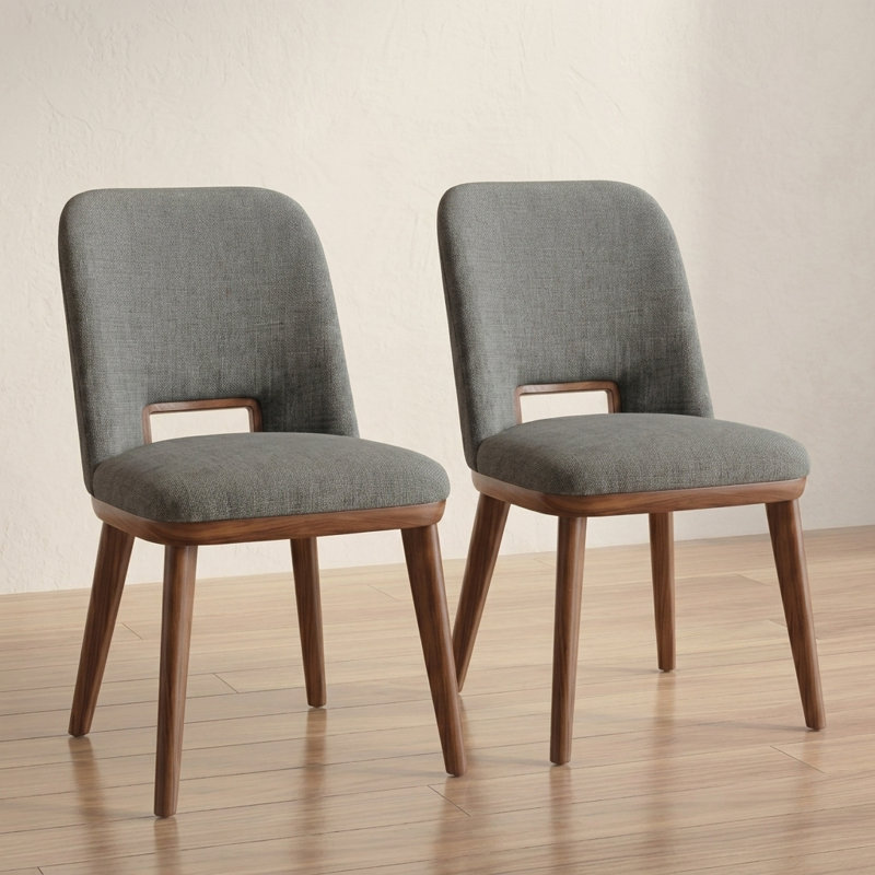 Kyeran Mid-Century Modern Upholstered Dining Chair, Dark Gray