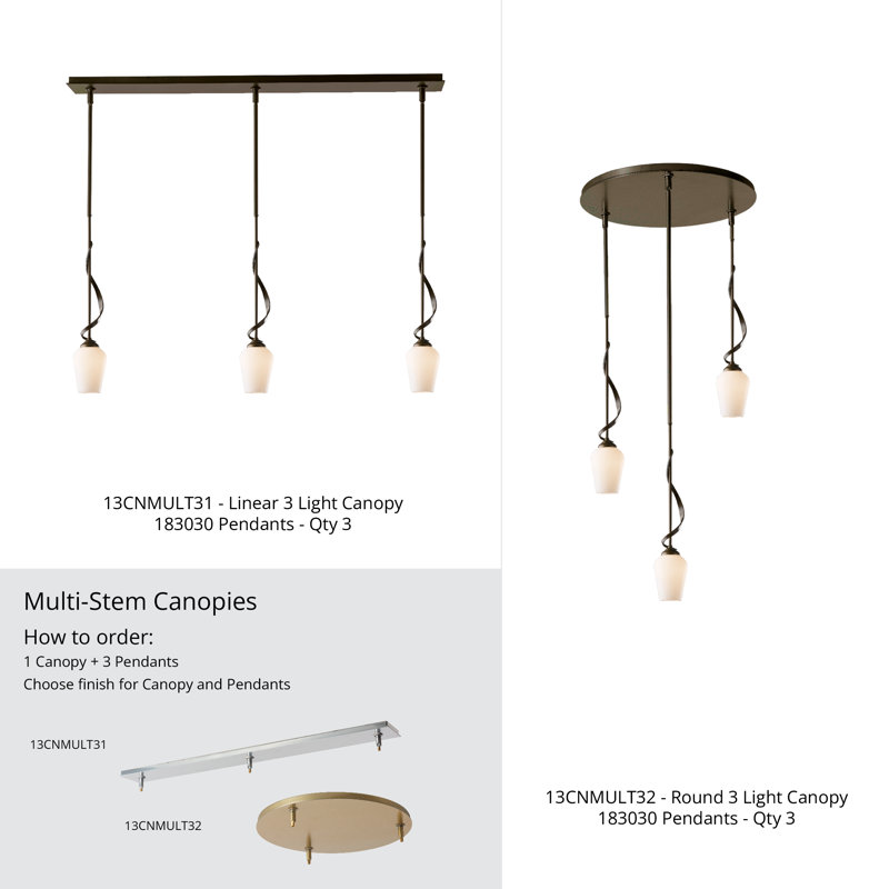 3-Light Round Canopy - Bronze Finish, Bronze