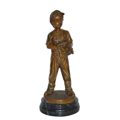 Statue de jeune cruche de baseball en bronze Kimball - Taille: L 12 po x l 12 po x H 28 po.