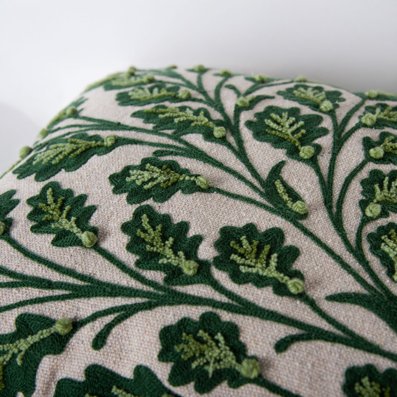 Recyclyed Cotton Canvas Throw Pillow, Down Alternative, Natural/Green
