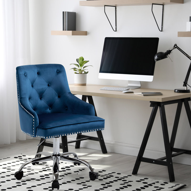 Tripp Velvet Office Chair, Navy