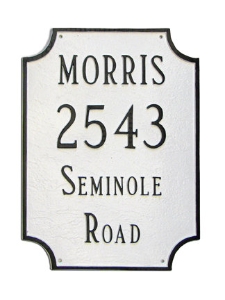Waterford 4-Line Lawn Address Sign, White/Black