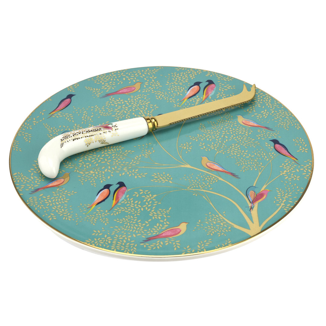 Sara Miller Chelsea Portmeirion Sm Chelsea Collection Cheese Plate And Knife 9" Portmeirion