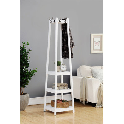 Coat Rack with 3-Tier Storage Shelves