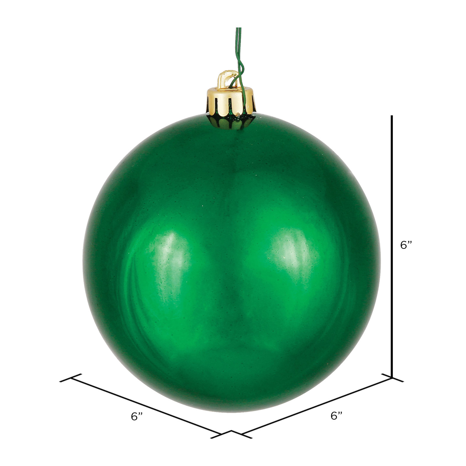 6" Shatterproof Bauble, Emerald, 6" H x 6" W x 6" D
