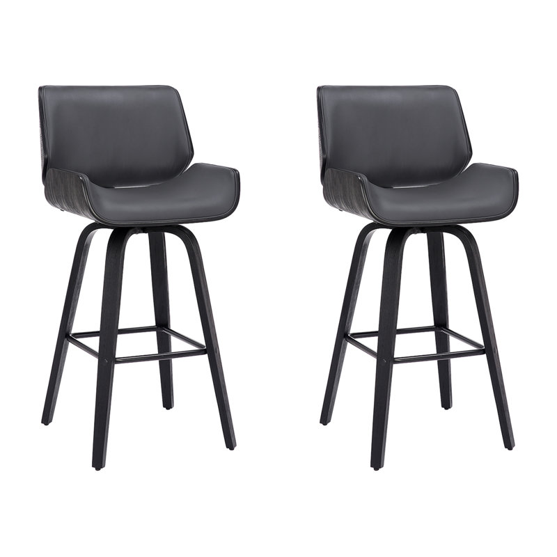 Tabouret de bar pivotant à hauteur de comptoir ou à hauteur de bar Tyler , Gris / Noir, 2