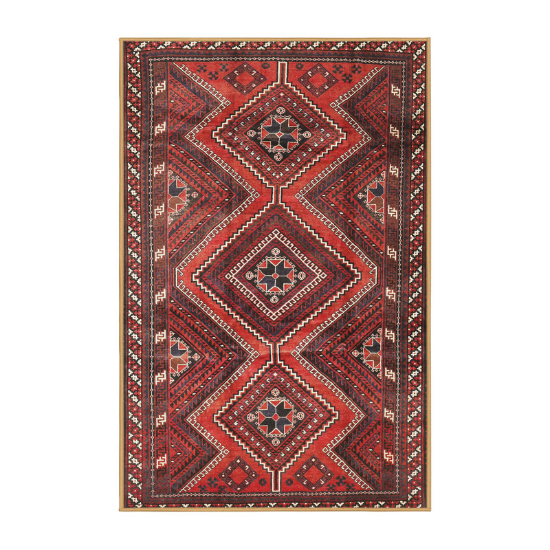 Tapis rouge/beige/noir traditionnel Cassatt, Rectangle 5 pi x 7 pi
