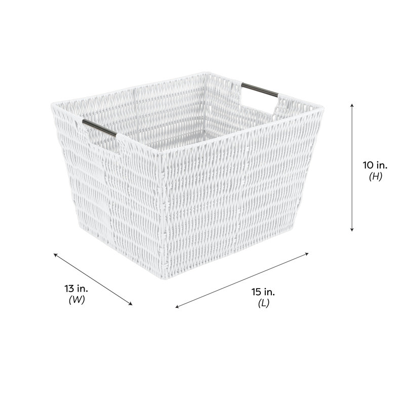 Simplify Plastic Box, White, 10" H x 13" W x 15" D