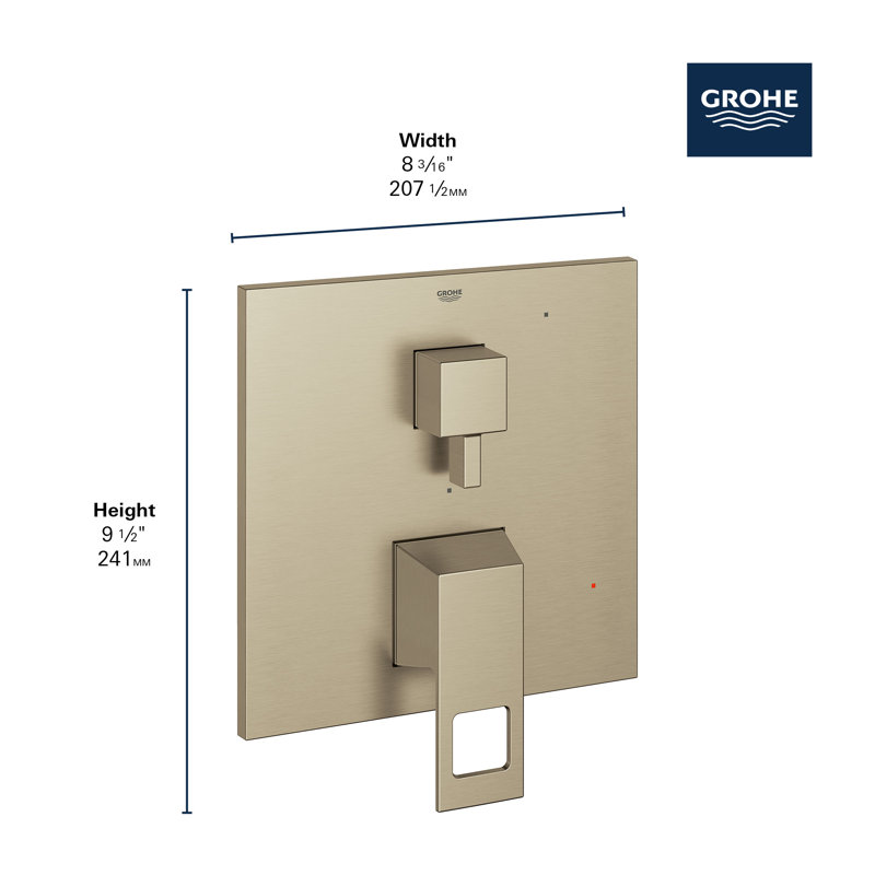 Eurocube Pressure Balance Rain Shower Set, Brushed Nickel