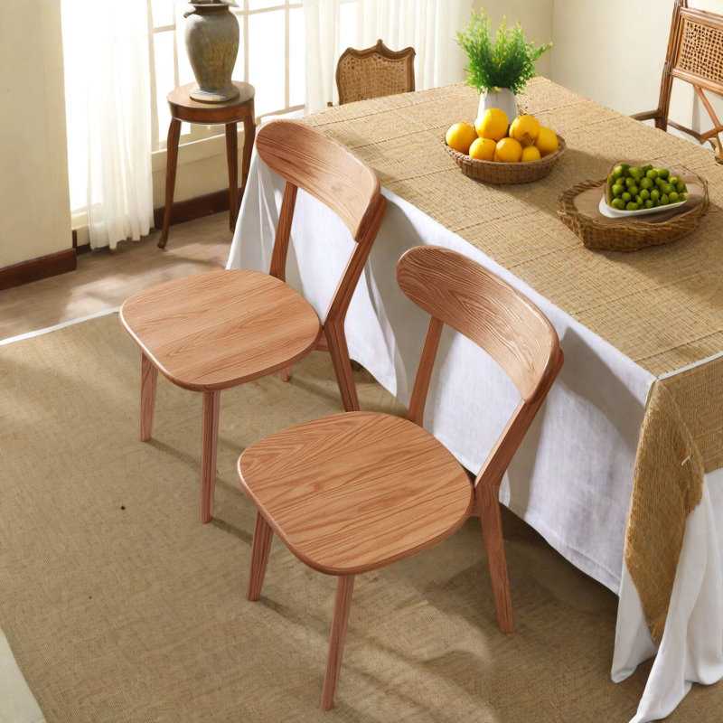 Chaises de salle à manger ergonomiques, ensemble de 2 chaises en chêne massif, style moderne pour la cuisine, Bois naturel