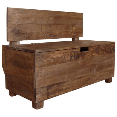 vidaXL Wooden Bench with Storage, Rustic Style, Reclaimed Wood, 33.9"x15.7"x23.6" Brown by East Urban Home