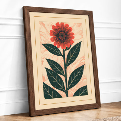 Red Gerbera Daisy Botanical - Print