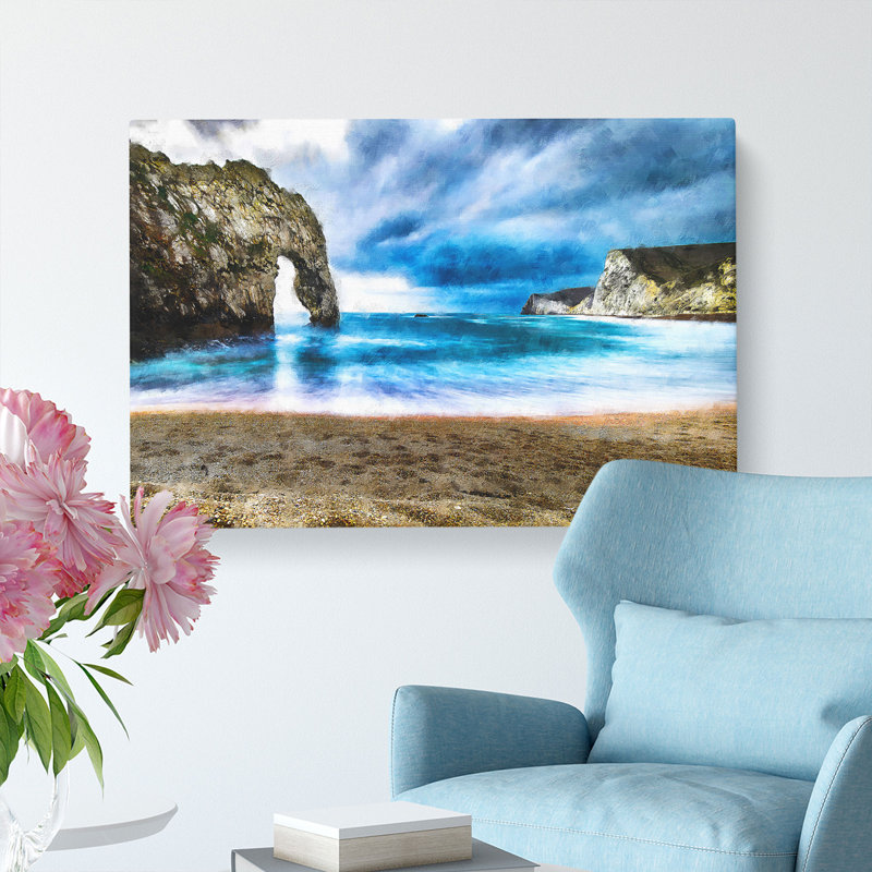 Durdle Door Cliffs In Wareham - Wrapped Canvas Painting, 40cm H x 60cm W x 3cm D