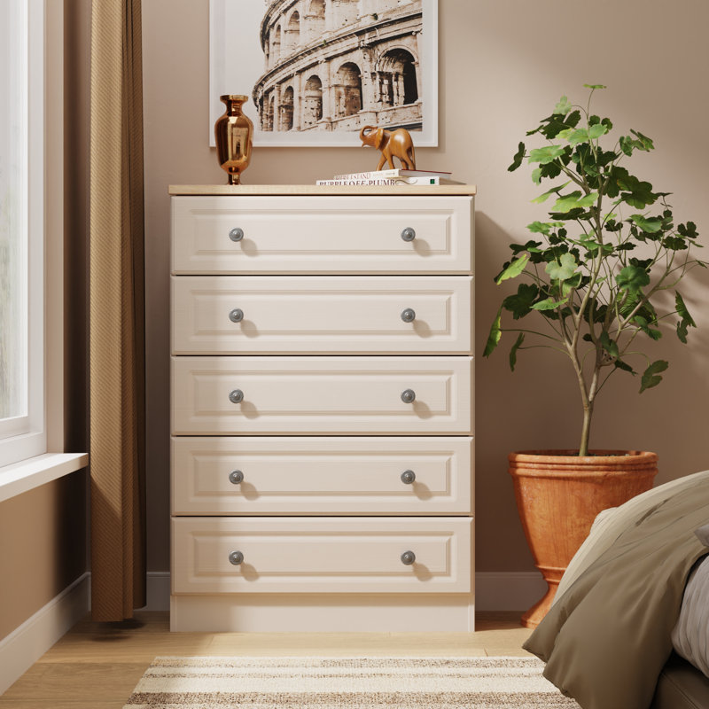 74cm W 5 - Drawer Chest of Drawers, Beige