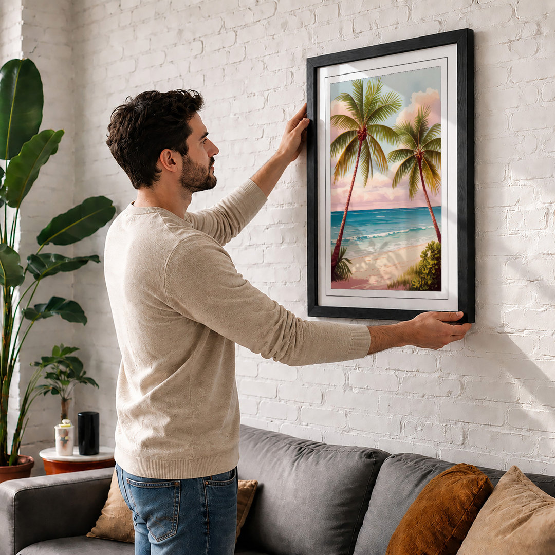 Palms at Sunset Tropical - Framed Print