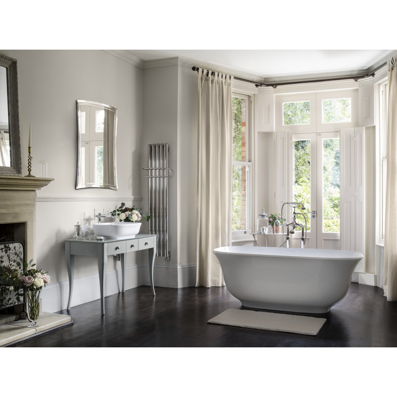 Amiata 60 Rounded Rectangle 23-5/8" Vessel Lavatory Sink in Volcanic Limestone without Internal Overflow, Gloss White