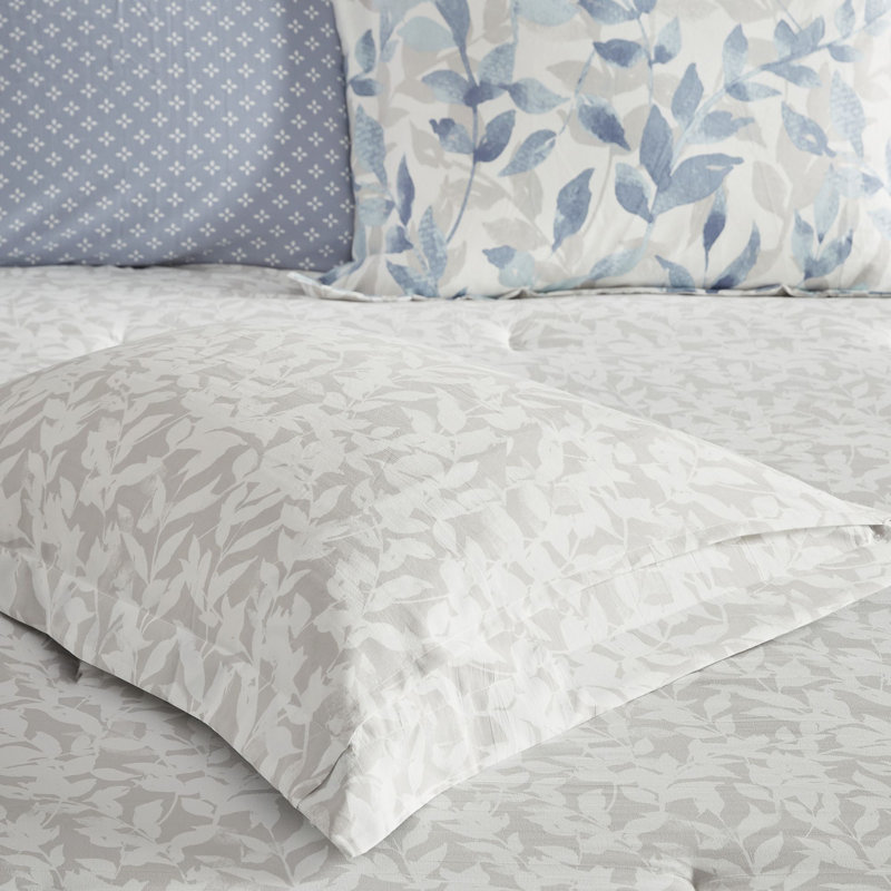 Sofia Microfiber Reversible Comforter Set with Bed Sheets, Blue, Queen Comforter + 7 Additional Pieces