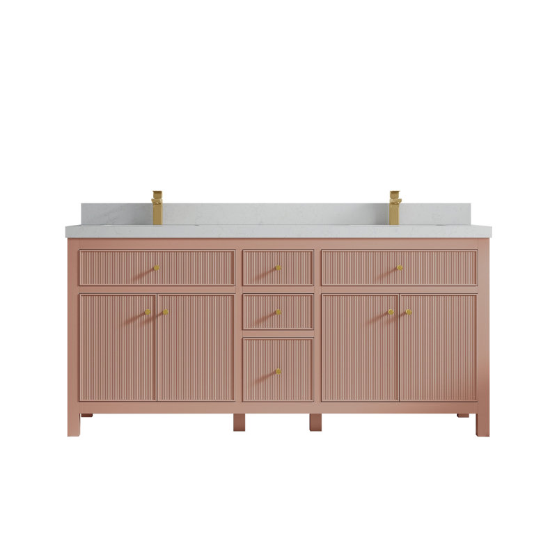 Sonoma X P 22 po Meuble-lavabo double D en terre cuite chaude avec quartz, 2 PO – quartz de Carrare