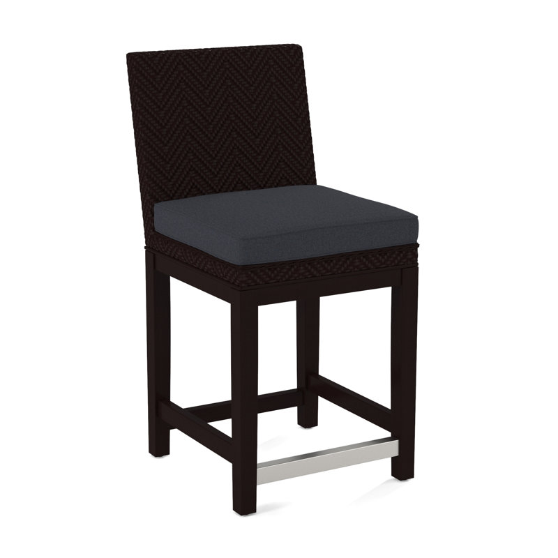 Upholstered Stool, Java Finish, Gray Sugar Performance; 0863-84
