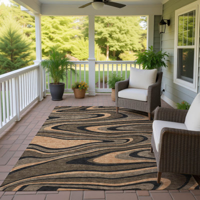 Machine Washable Indoor/Outdoor Chantille ACN2493 Abstract Rug