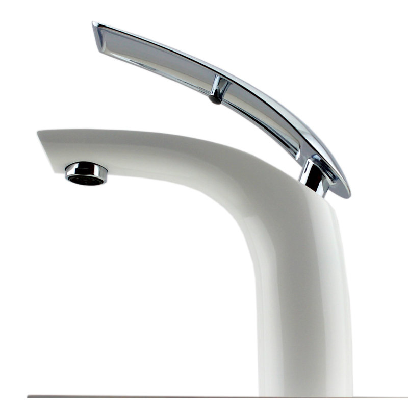 Single-Hole Single-handle Bathroom Faucet, White/Chrome