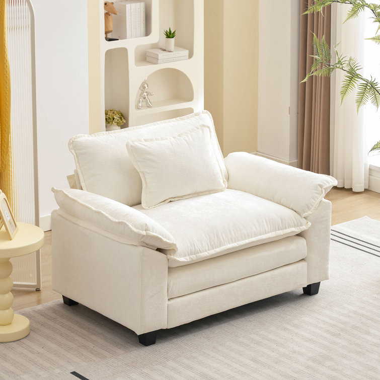 Adonia 53" Comfy Cloud Couch Deep Seat Sofa Chair With Throw Pillow For Living Room Bedroom