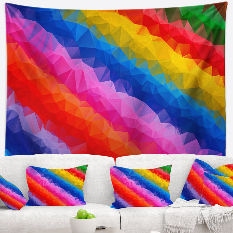Tapisserie abstraite multicolore à crayons multicolores, H 78 po x l 92 po