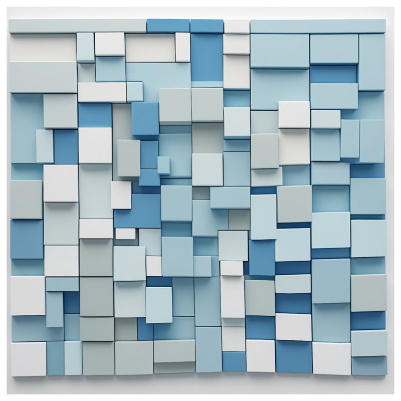 Édredon à blocs rectangulaires bleu et blanc, Twin Extra Long